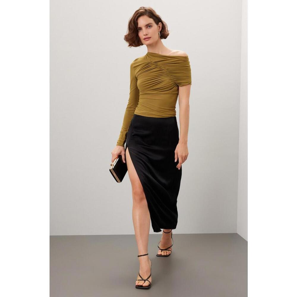 Atlein Green Asymmetrical Top Size 40 with Snags & Open Seam